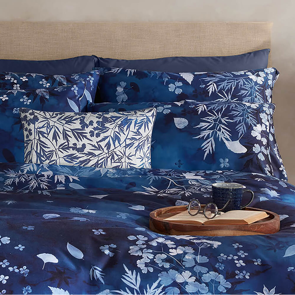 Clarissa Hulse Cyanotype Ink Blue Pair of Pillowcases Jarrolds Norwich